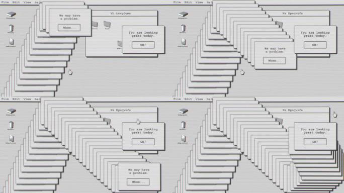旧电脑上的错误信息，复古的通知窗口