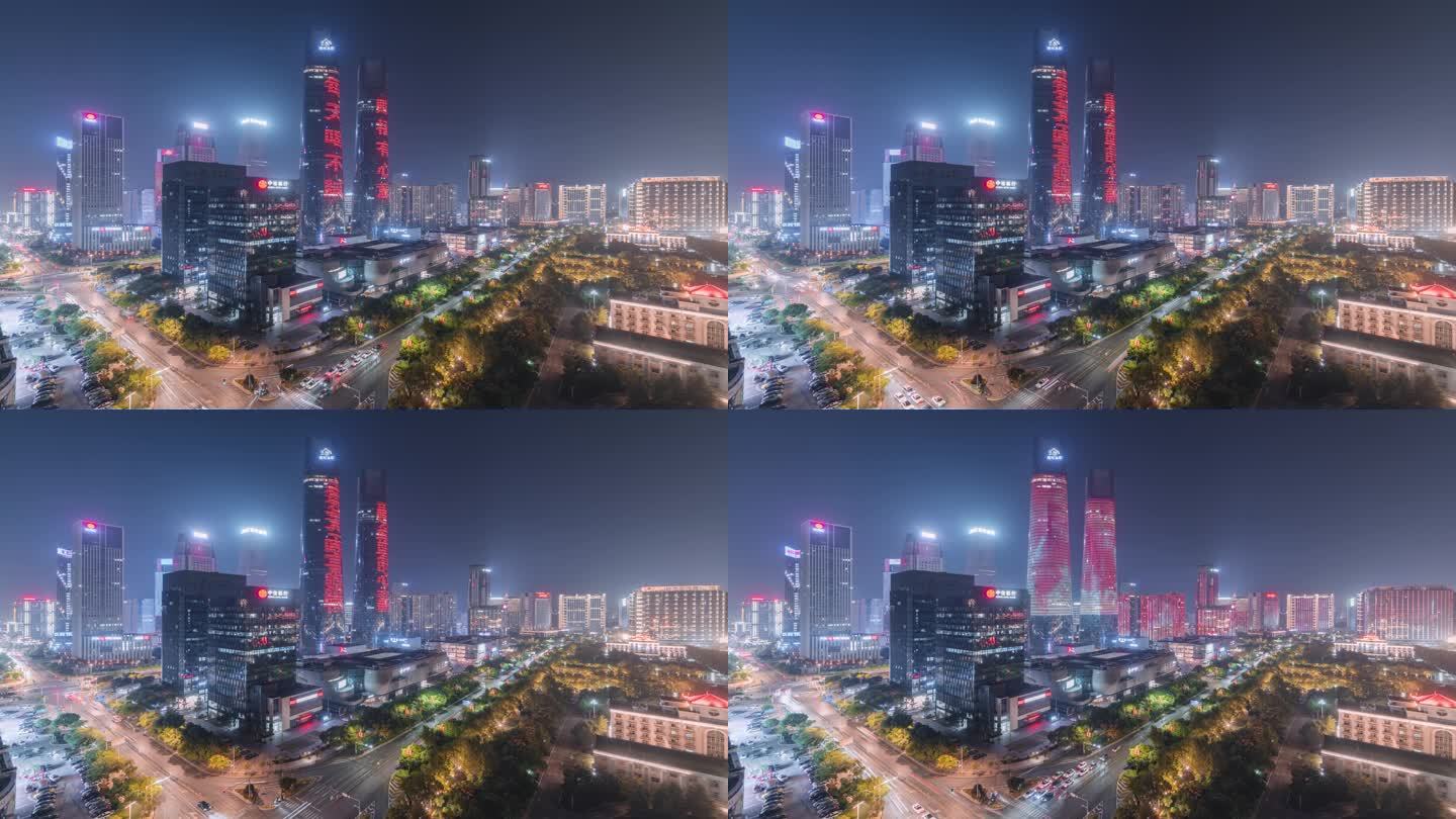 南昌红谷滩区CBD夜景车轨延时6k30p