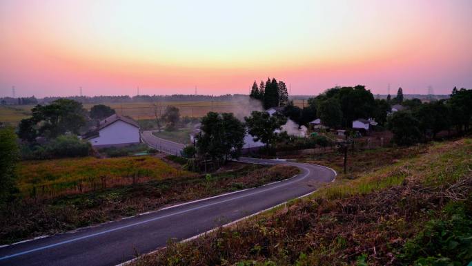 夕阳中的村庄