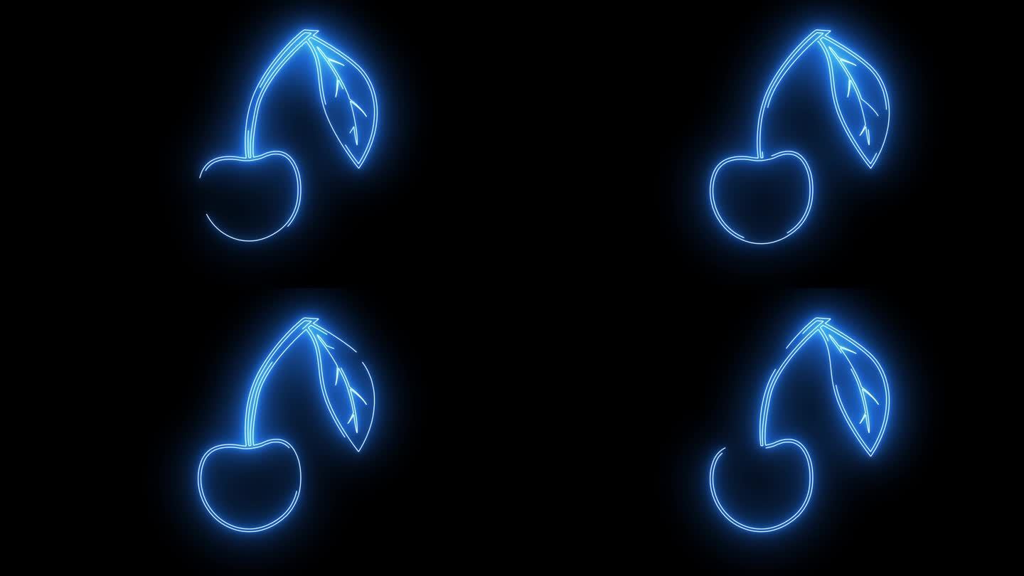 动画的樱桃形状的图标与霓虹军刀的效果
