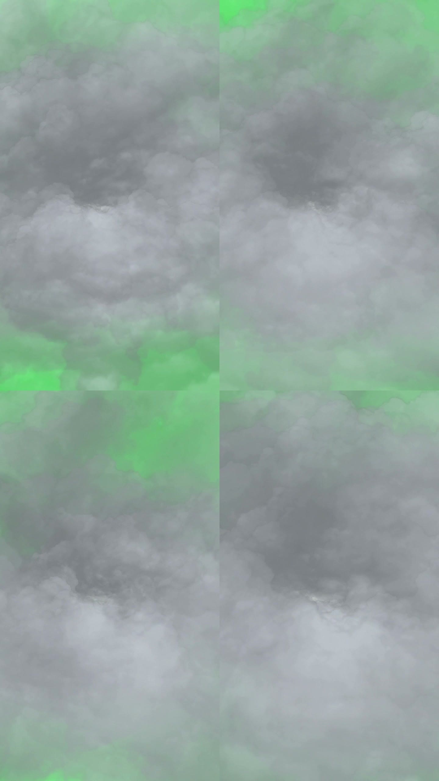 飞行穿过云在绿色屏幕垂直视频