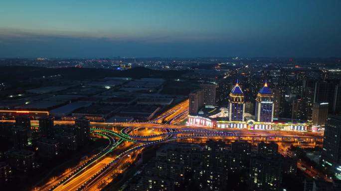 徐州城东大道环球港高架立交桥夜晚城市宣传