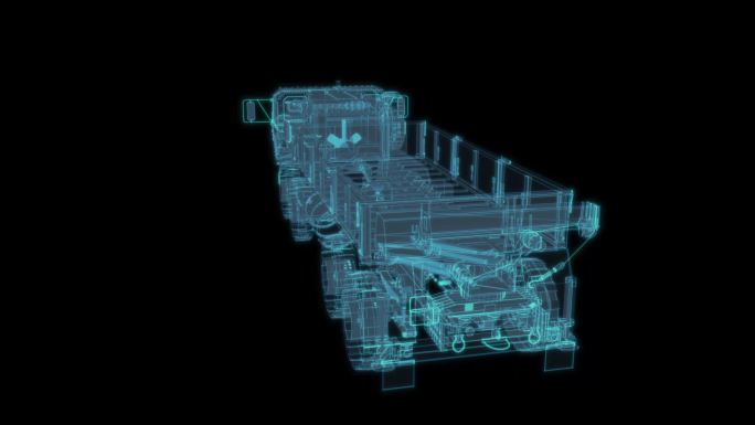 大卡车空车 大货车汽车 科幻透明赛博朋克