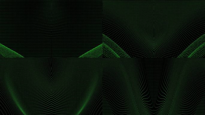 【4K时尚背景】发光虚拟绿色粒子曲线科技