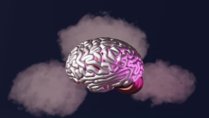 人类大脑云消极思想创意艺术3d动画4K循环。心理健康批评障碍低自尊压力正念心理健康焦虑悲伤抑郁情绪倦