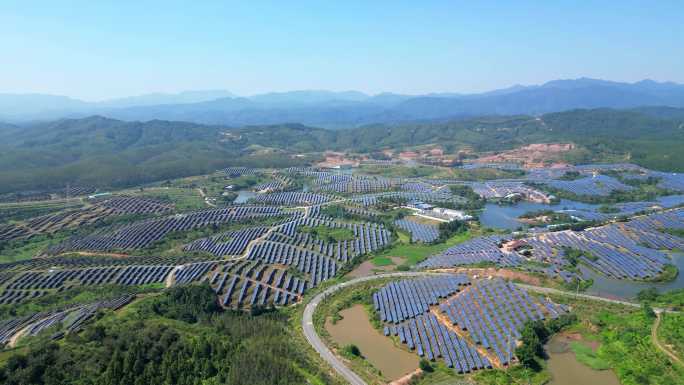 太阳能光伏产业基地航拍宣传片素材