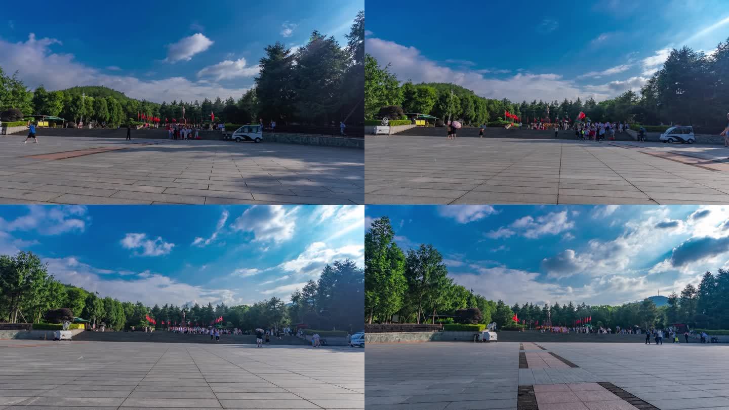 韶山毛泽东铜像广场大范围从右到左