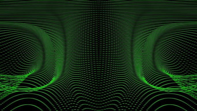 【4K时尚背景】绿色发光粒子虚拟曲线科技