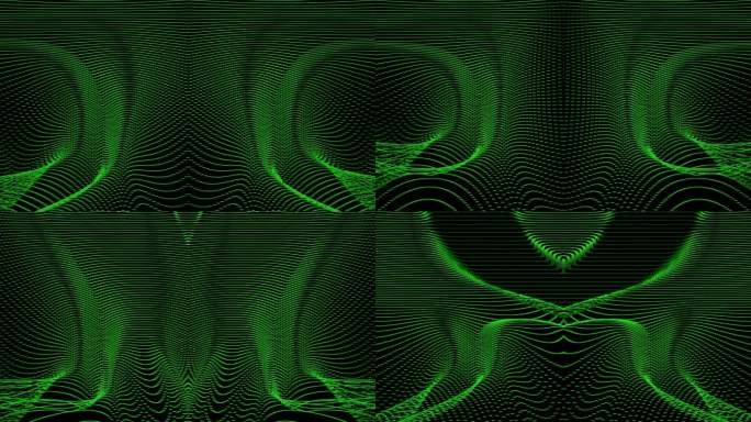 【4K时尚背景】绿色发光粒子虚拟曲线科技