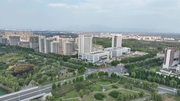 平邑县航拍  浚河 县城  评议政务中心