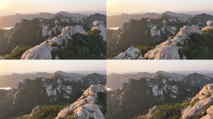 航拍烟台市牟平区大窑镇仙人脚山区秋季风景