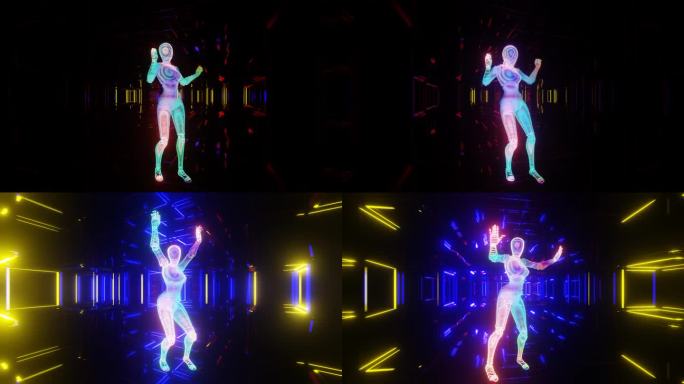 无缝循环VJ舞蹈在彩色明亮的梦幻背景。