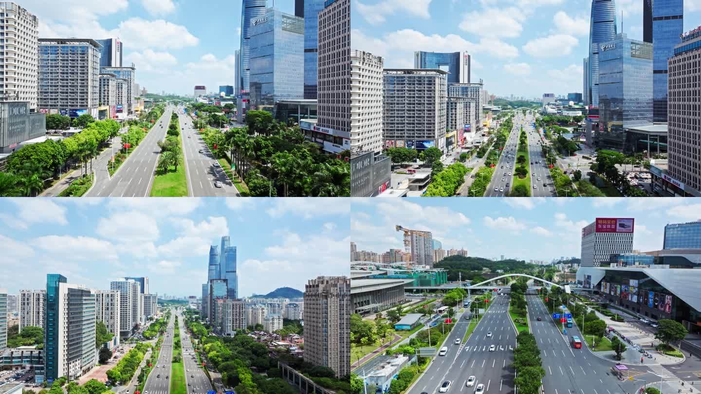 【4K】东莞市中心 地标 城市道路航拍