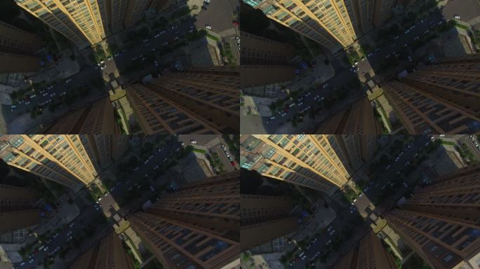 俯拍城市密集高楼住宅小区