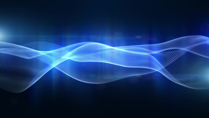科技数字波背景概念，蓝色粒子与灯光数字效果，美丽的纹理与发光散焦，科技网络空间抽象背景。