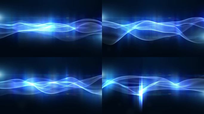 科技数字波背景概念，蓝色粒子与灯光数字效果，美丽的纹理与发光散焦，科技网络空间抽象背景。