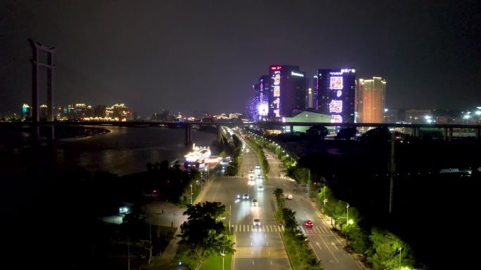 航拍东海泰禾广场日景及夜景