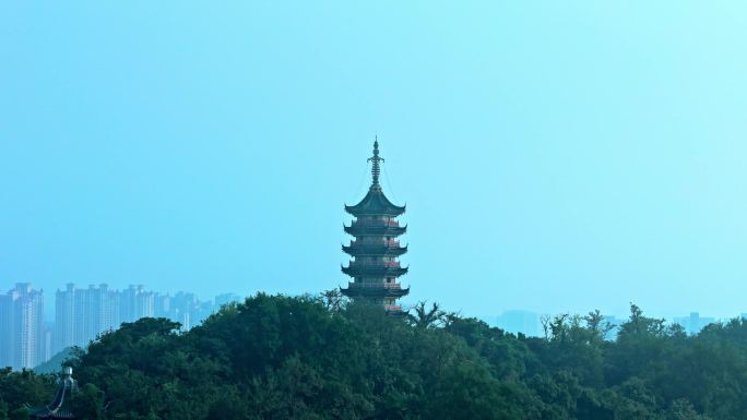 航拍镇江焦山万佛塔