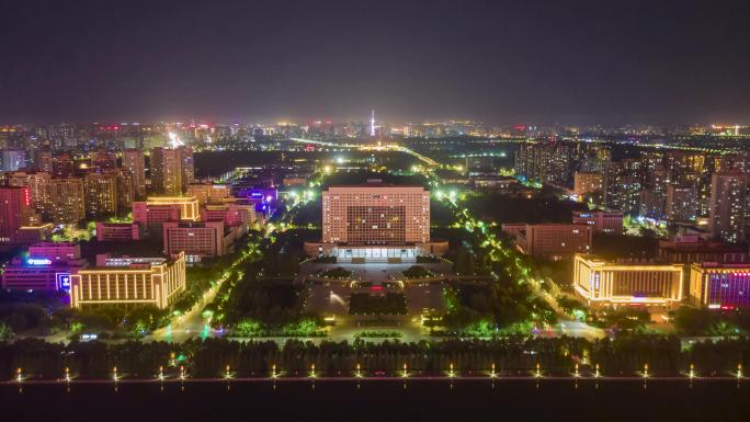 河南洛阳夜景延时洛阳宣传片洛阳新区