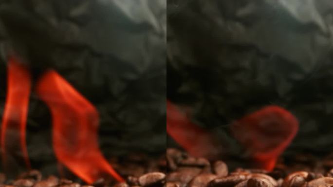 近距离烘焙新鲜咖啡豆垂直视频