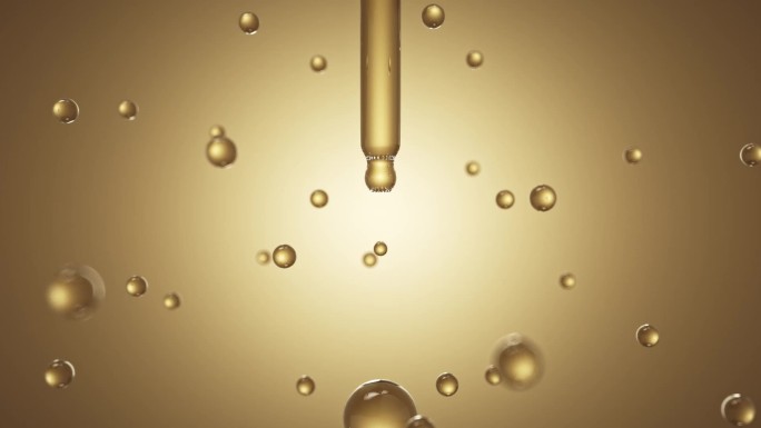 金色水分子分裂碰撞高端化妆品护肤动画广告