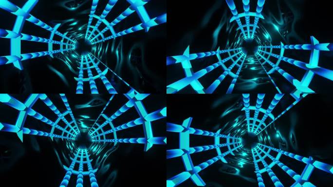 蓝色抽象背景与圆形设计在中心。循环动画