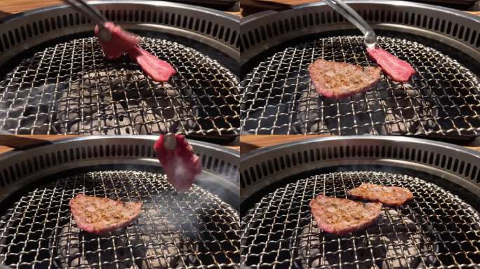 日式烧肉。烤和牛的视频。