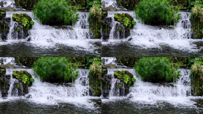 中式园林景观假山瀑布流水