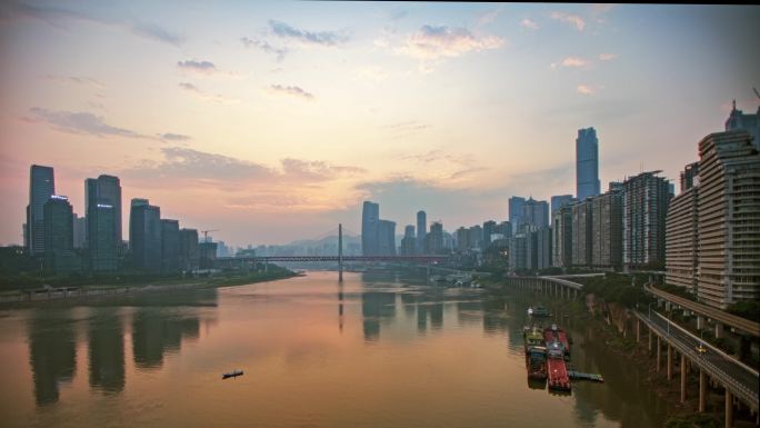 重庆黄花园大桥日出全景