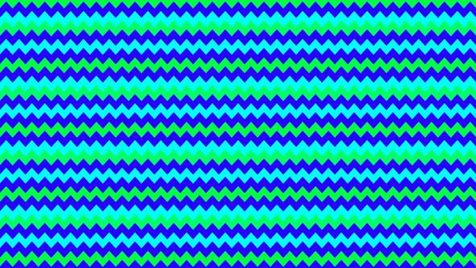 绿蓝青色简单之字形规则常见的几何背景。4 k。向左移动的锯齿图案背景循环。