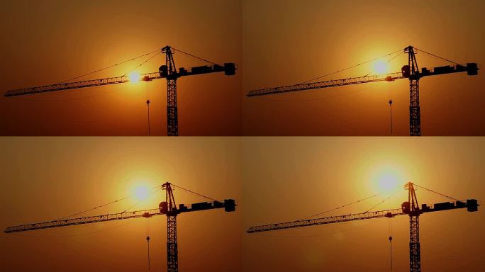 镜头延时:日落时的建筑工地
