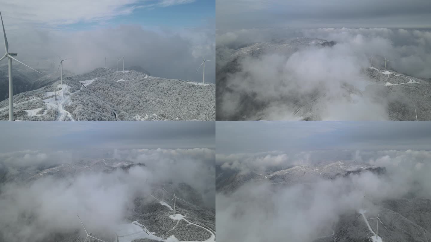 4K风力发电雪景航拍