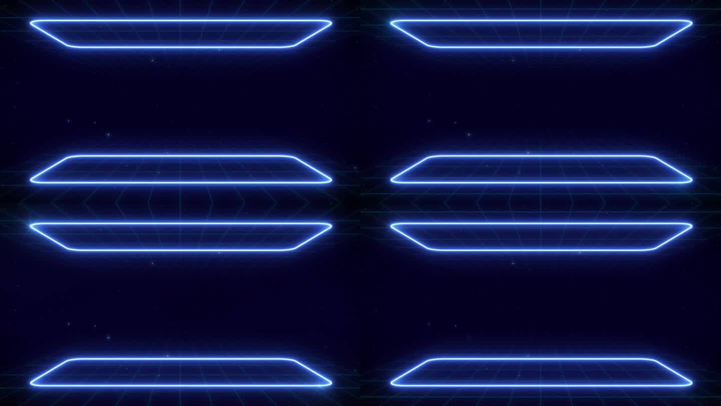 Synthwave vaporwave retrowave网络背景与复制空间，激光网格，星空，蓝色和