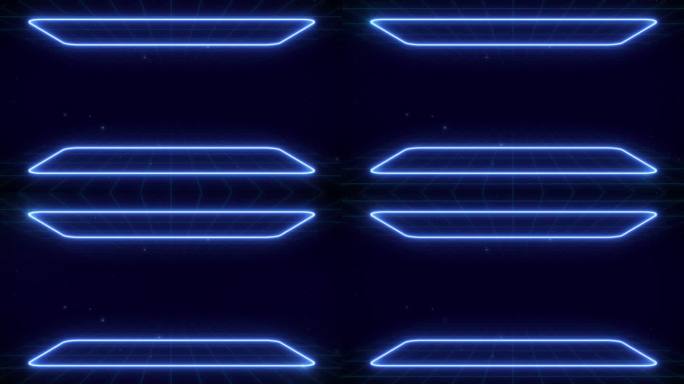 Synthwave vaporwave retrowave网络背景与复制空间，激光网格，星空，蓝色和