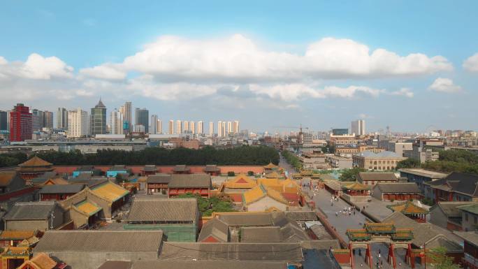 沈阳故宫-正阳街-全景 航拍 城市风光