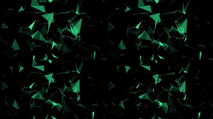 抽象背景，4K绿松石动画。几何抽象背景与连接的线和点。