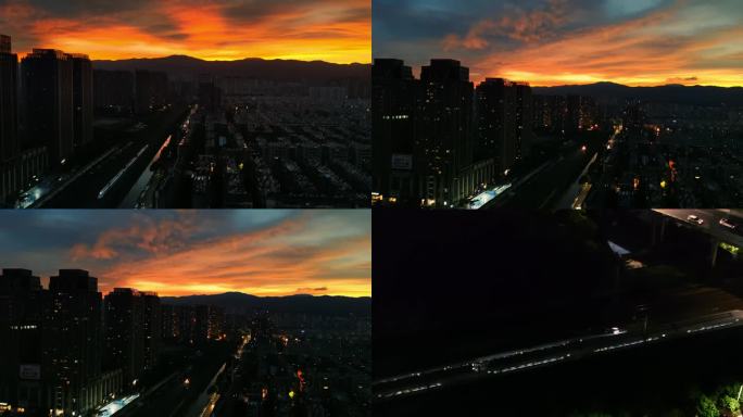 明波日落下驶过的高铁 4k50p