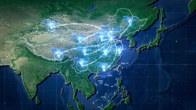 中国天津辐射全国全球地图