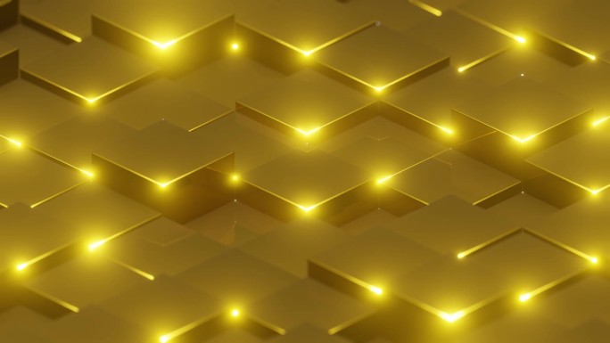 黄金抽象有光泽的立方体背景VJ循环在4K