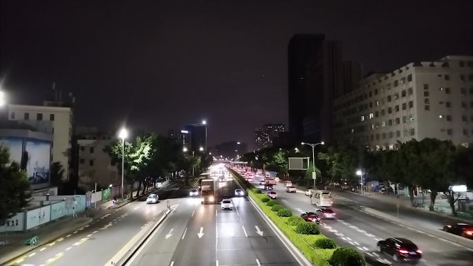 107国道深圳宝安西乡路段深夜景观