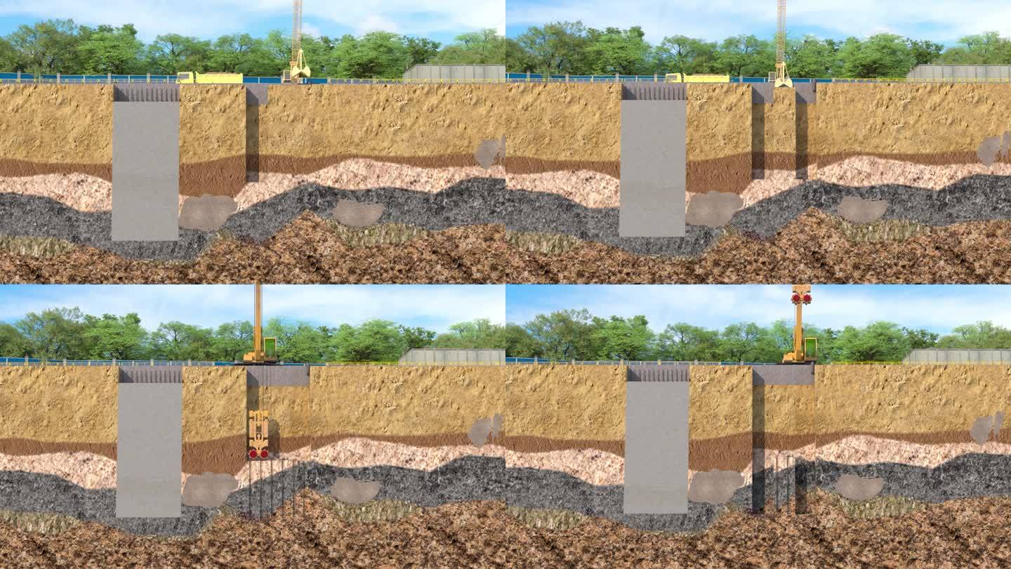 地下连续墙成槽施工工法模拟动画
