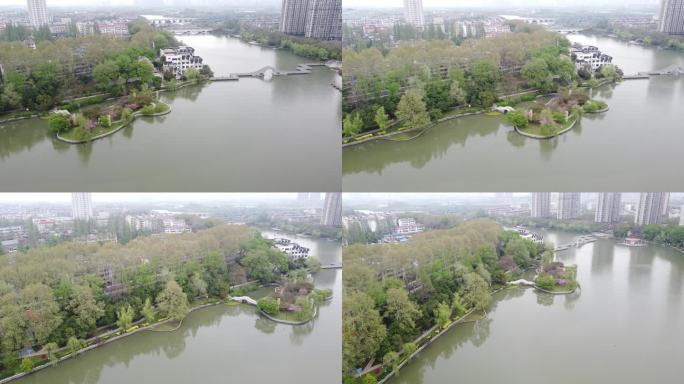 公园  湖景 楼房  园林城市 河湖长制