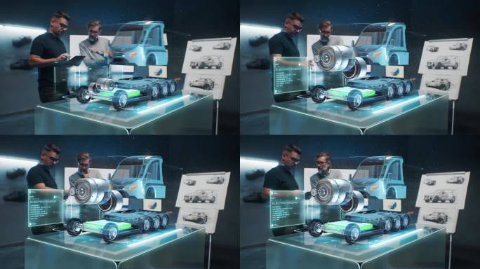 工程师使用增强现实全息图开发卡车