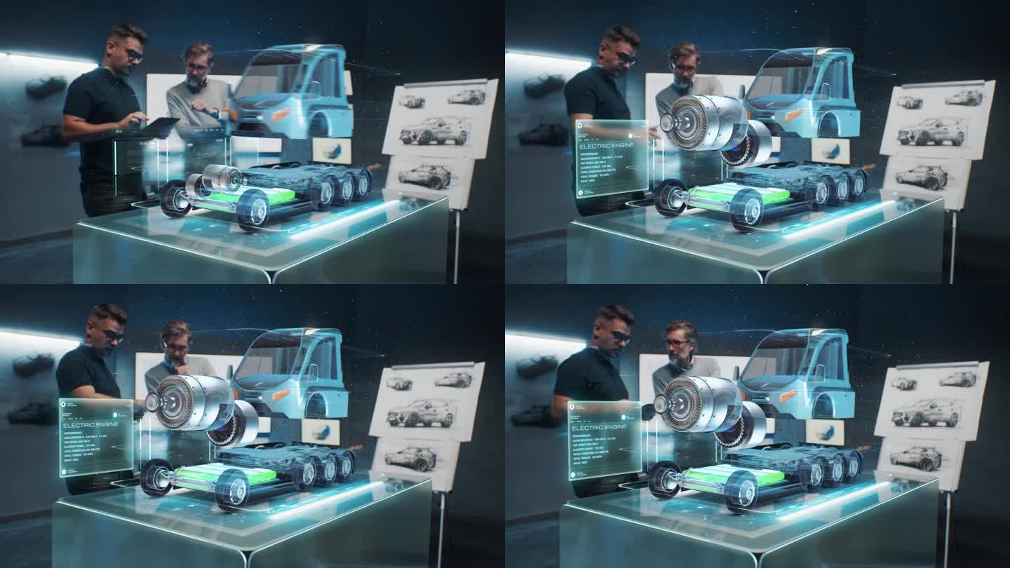 工程师使用增强现实全息图开发卡车
