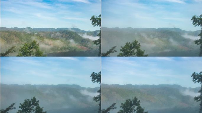 局部山峰与流的雾，延时视频
