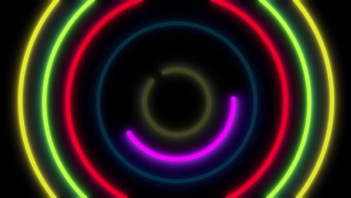 彩色的霓虹灯弧线在黑色的屏幕上融化成一条隧道。