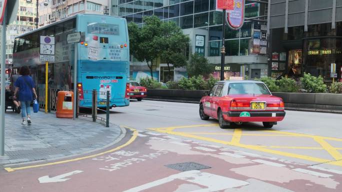 4K香港街景空镜弥顿道 路牌九龙交通工具