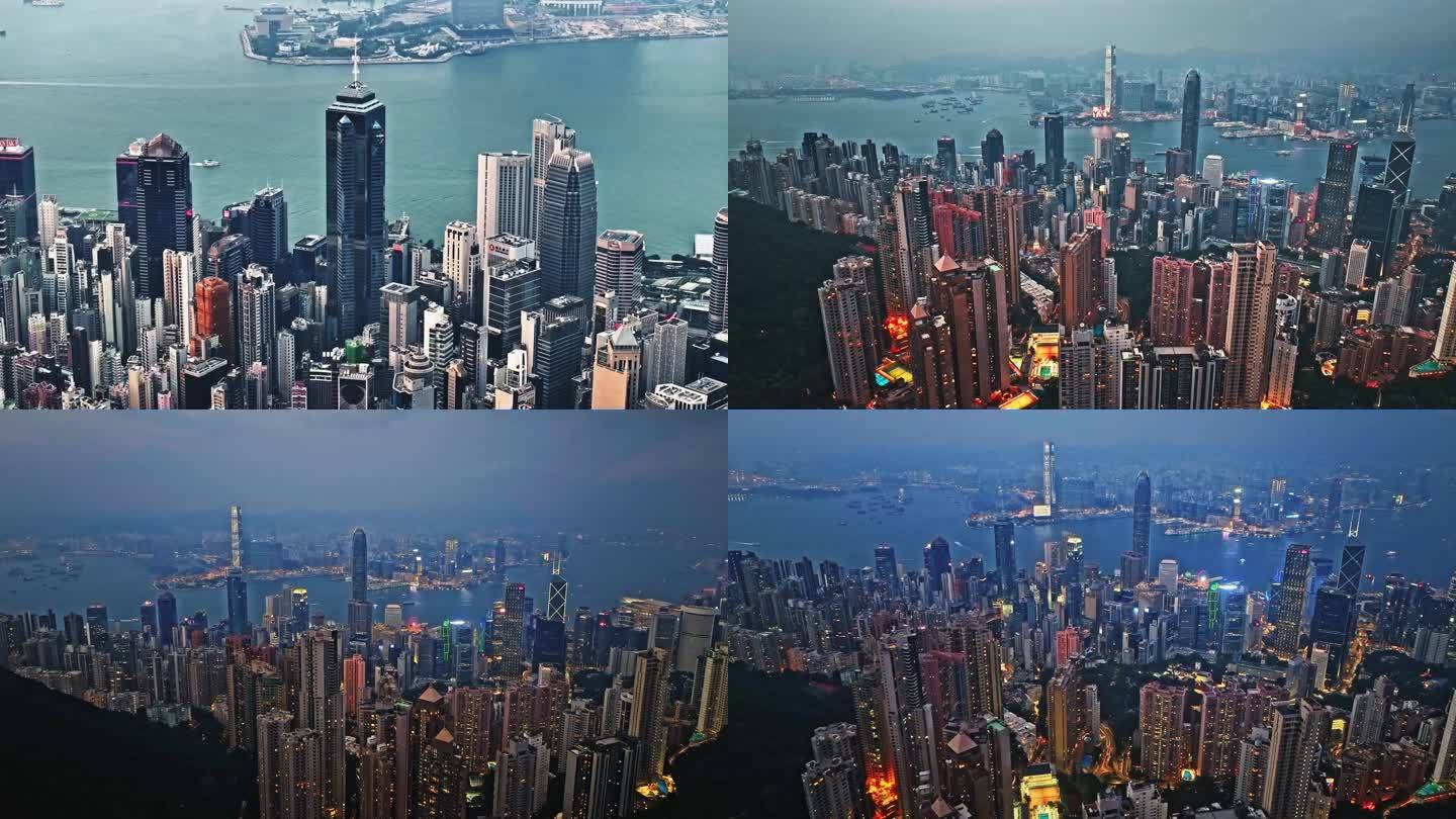 香港中环航拍景观太平山顶