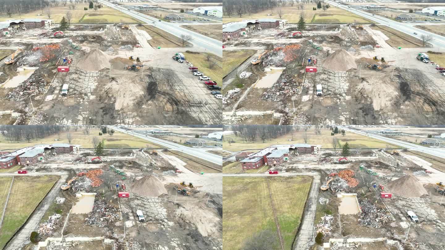 拜伦医疗中心的航拍视频显示拆除工作即将完成
