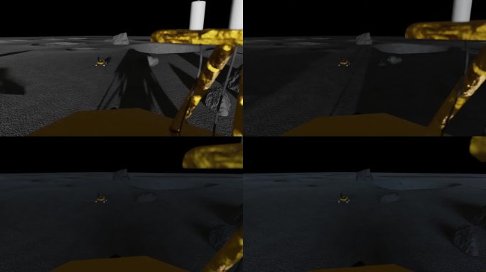 月船三号在夜幕降临时在月球上的3D动画